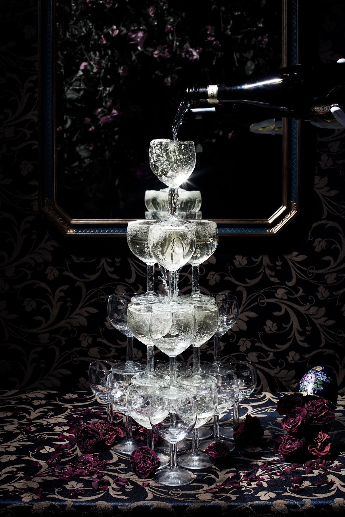 The Masquerade Ball - The Fortress of Liquid Gold Art Champagne Tower