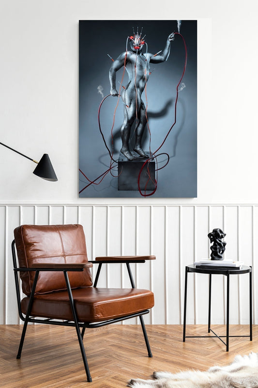 Chrome Pulse I - Fine Art Print Nude Male figure with surrealist mask